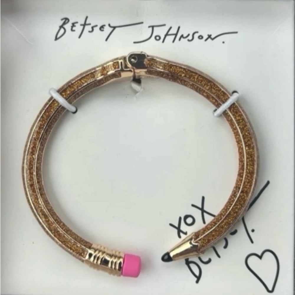 BETSEY JOHNSON TikTok Viral Back to School Gold Pencil Hinged Bracelet NEW NWT